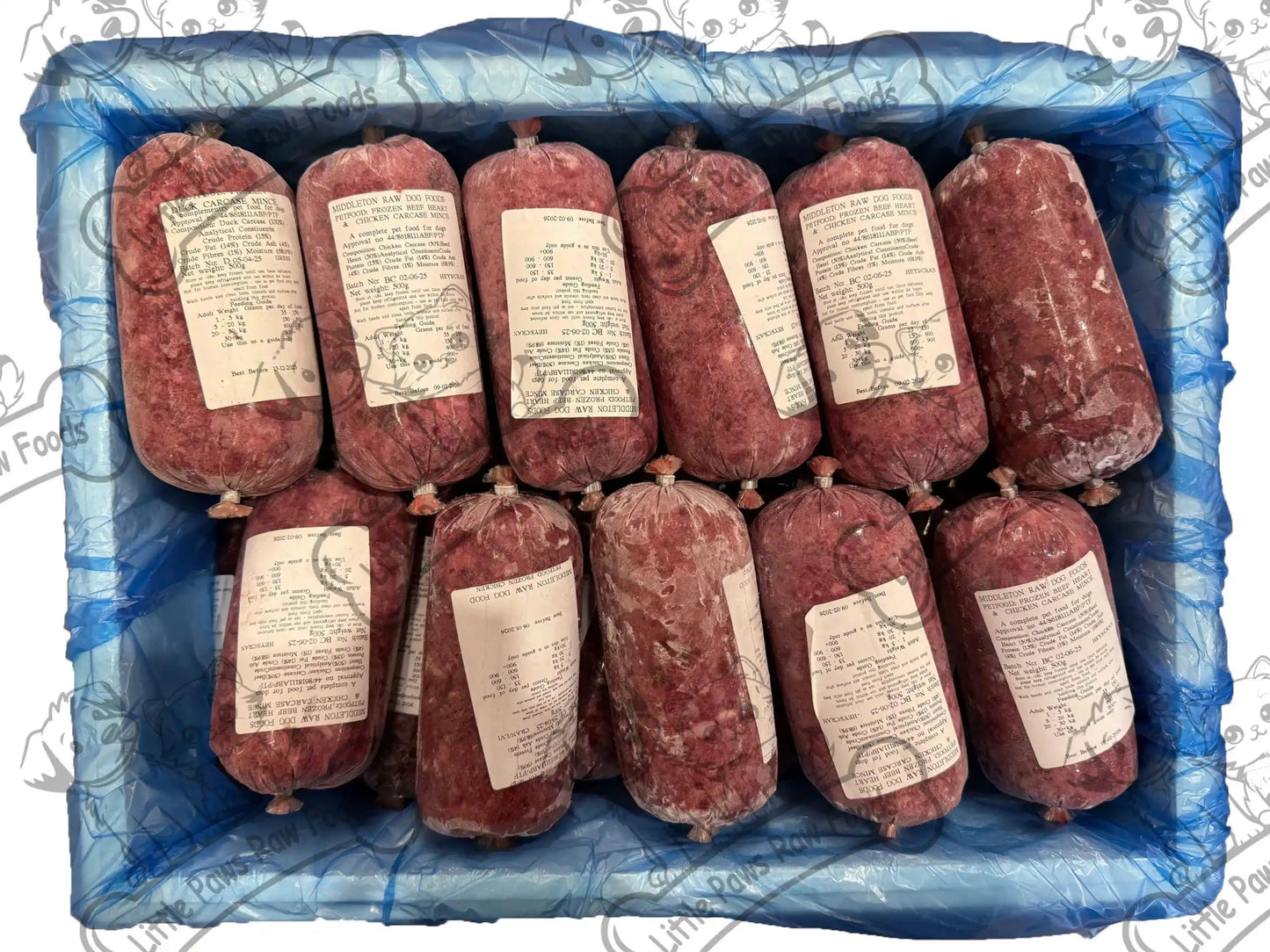 Frozen Beef Heart and Chicken Dog Food 20kg Box - Little Paws Raw Foods