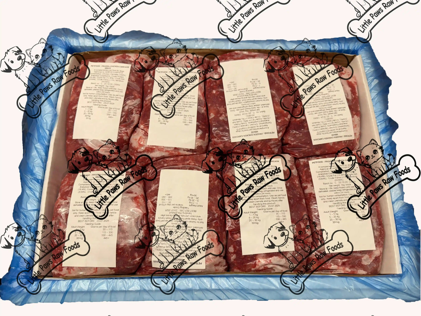 Frozen Chicken Mince Dog Food 24 x 1kg Bags 24kg Box - Little Paws Raw Foods