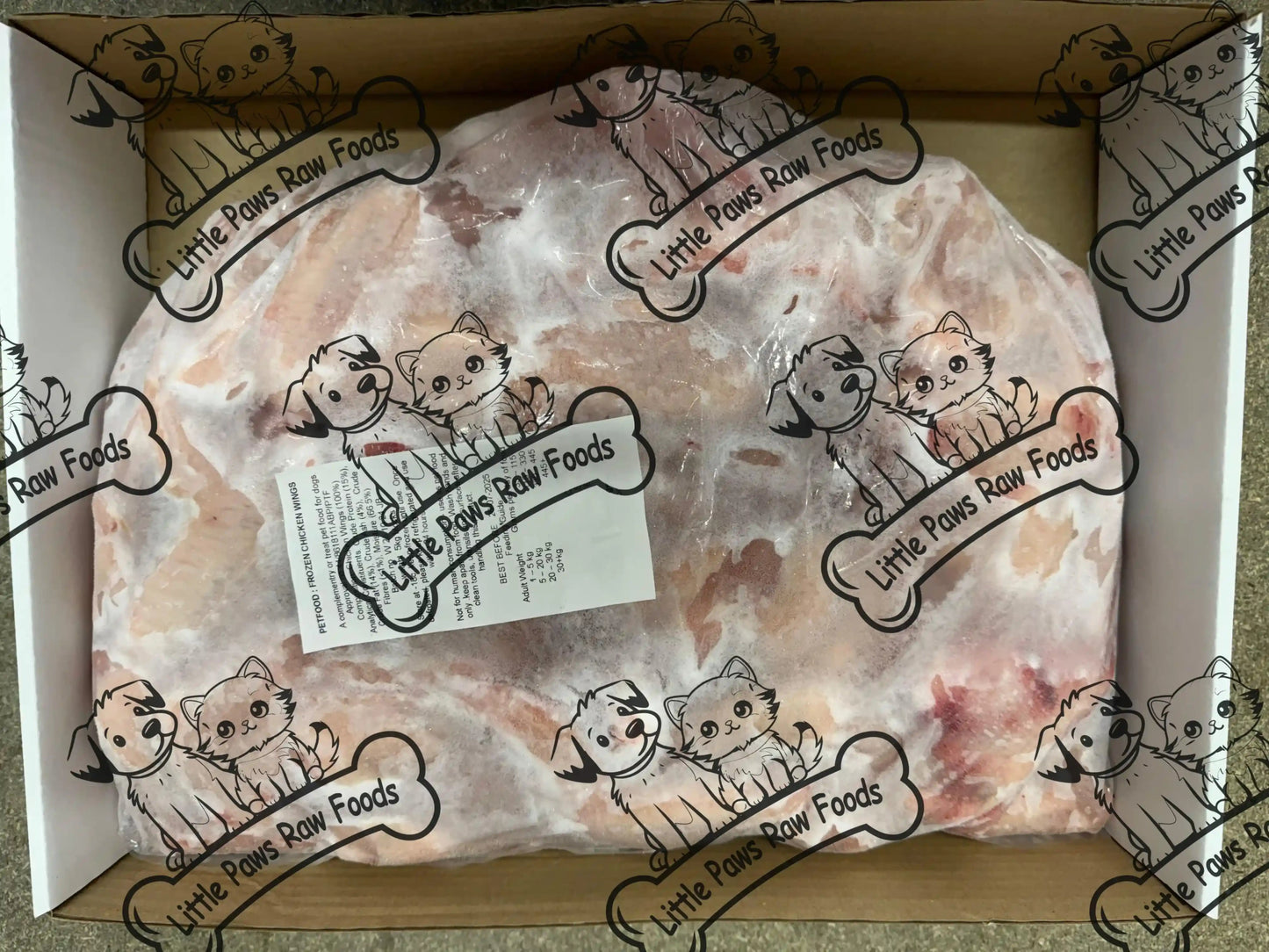 Frozen Chicken Wings for Dogs 3 x 5kg Bags Total 15kg Box - Little Paws Raw Foods