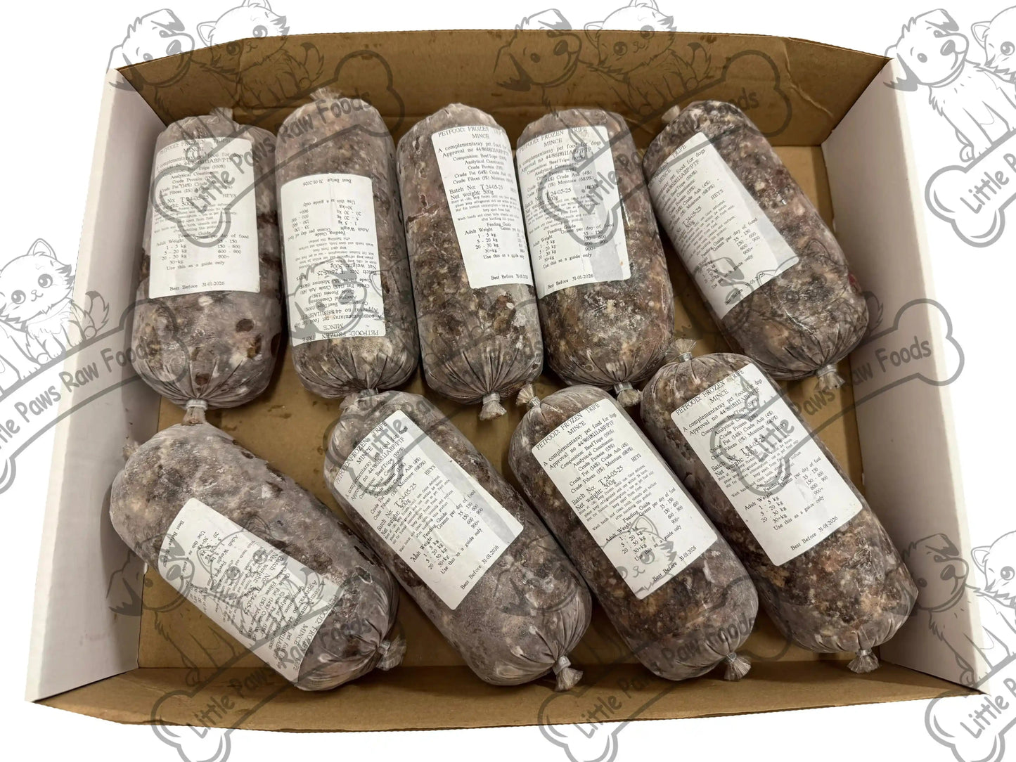 Frozen Green Tripe Dog Food in 10kg 14kg or 20kg Box - Little Paws Raw Foods