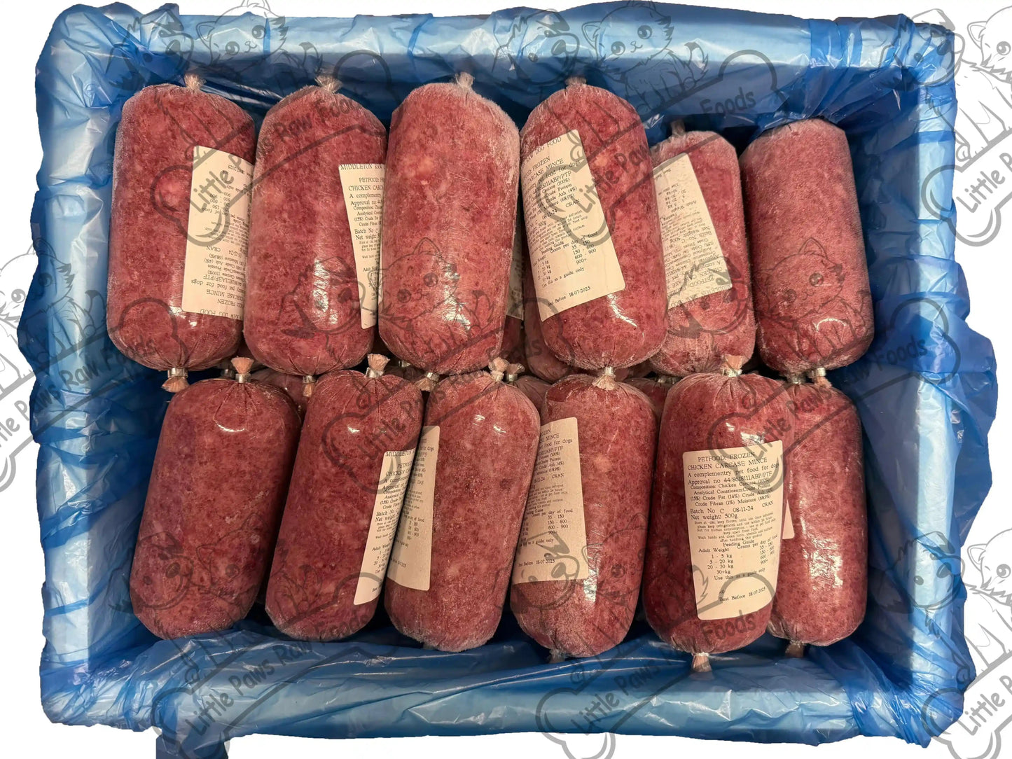 Frozen Mixed Mince Dog Food 500g Chubs 21kg Box - Little Paws Raw Foods