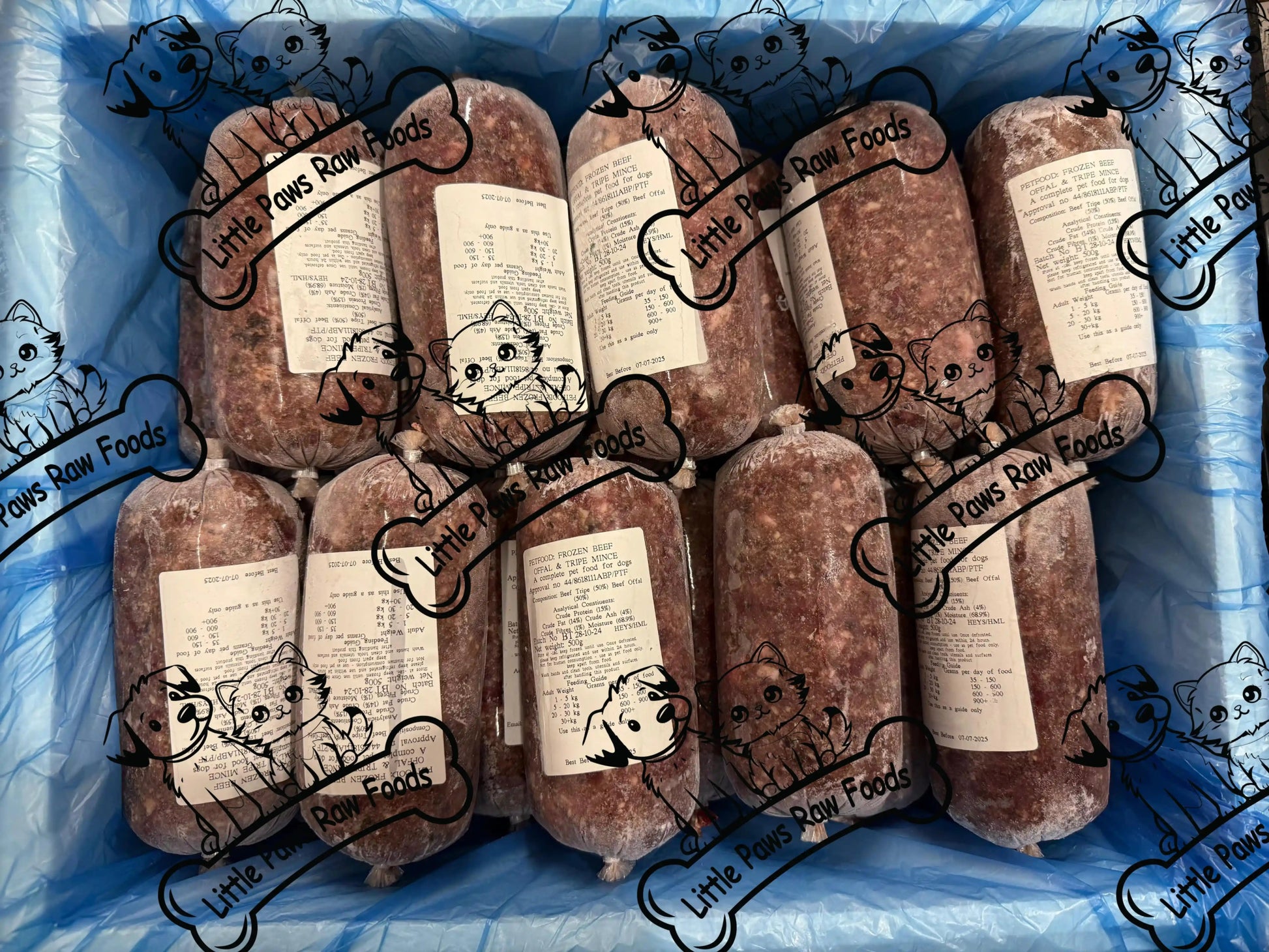 Frozen Beef and Tripe Dog Food 10kg or 20kg Box - Little Paws Raw Foods