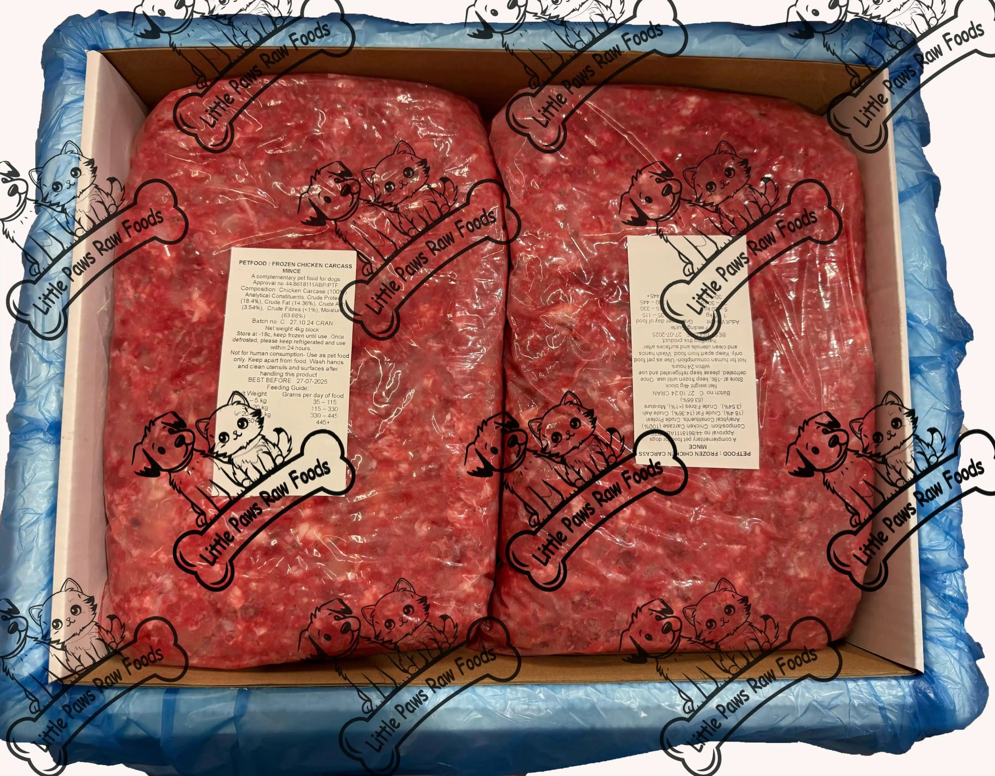 Frozen Chicken and Lamb Organ Mince 12 x 2kg Bags 24kg Box - Little Paws Raw Foods