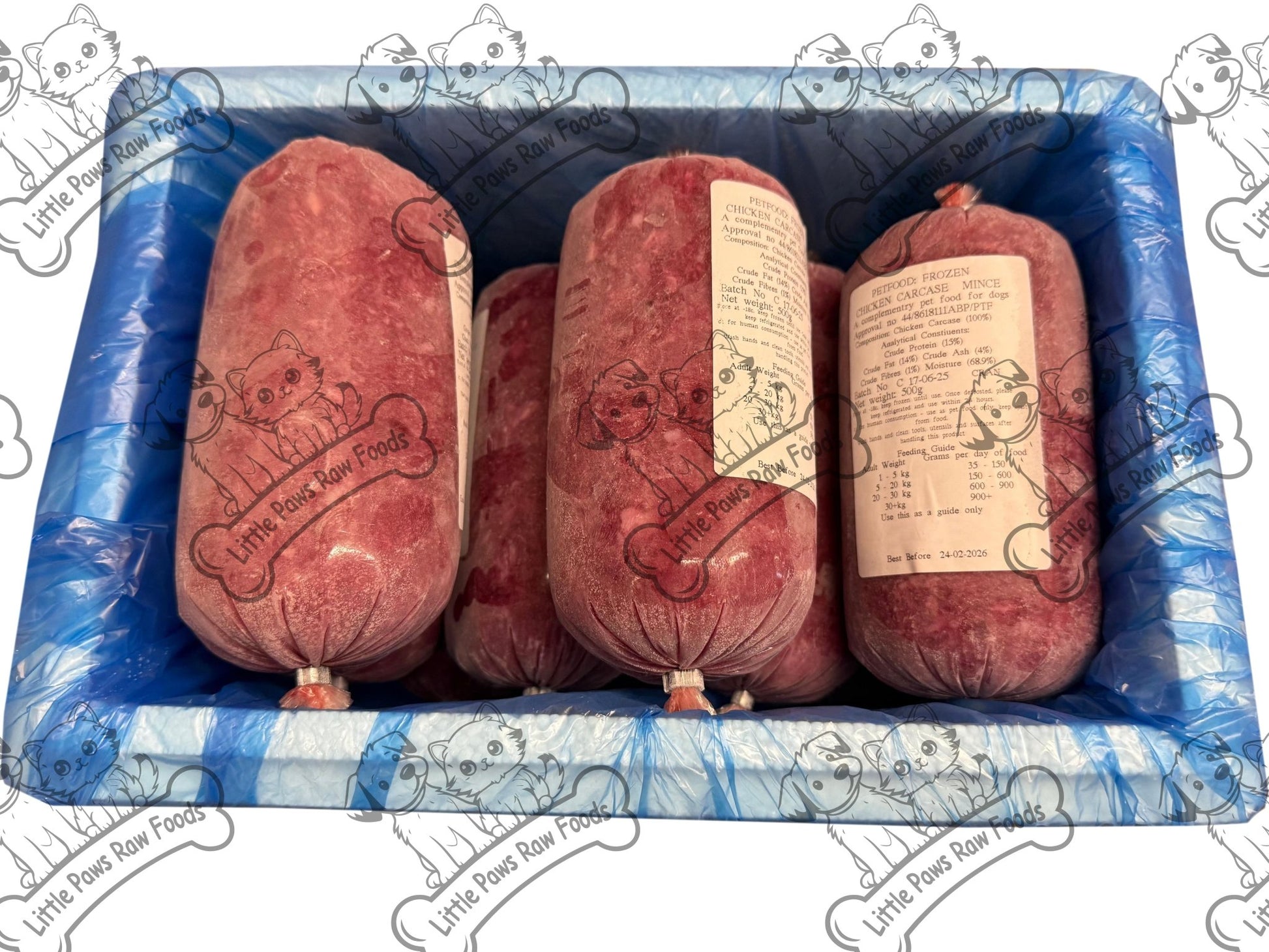 Frozen Dog Food Chicken Mince 9x500g Chubs 4.5 kg box - Little Paws Raw Foods