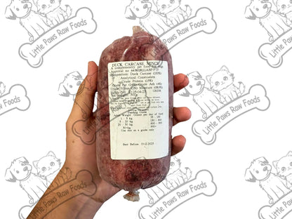 Frozen Duck Mince Dog Food 40 x 500g Chubs 20kg Box - Little Paws Raw Foods