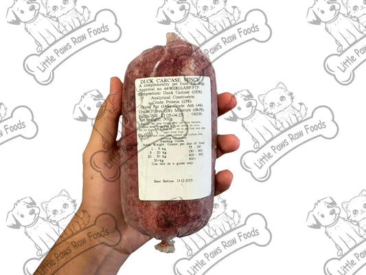 Frozen Duck Mince Dog Food 40 x 500g Chubs 20kg Box - Little Paws Raw Foods