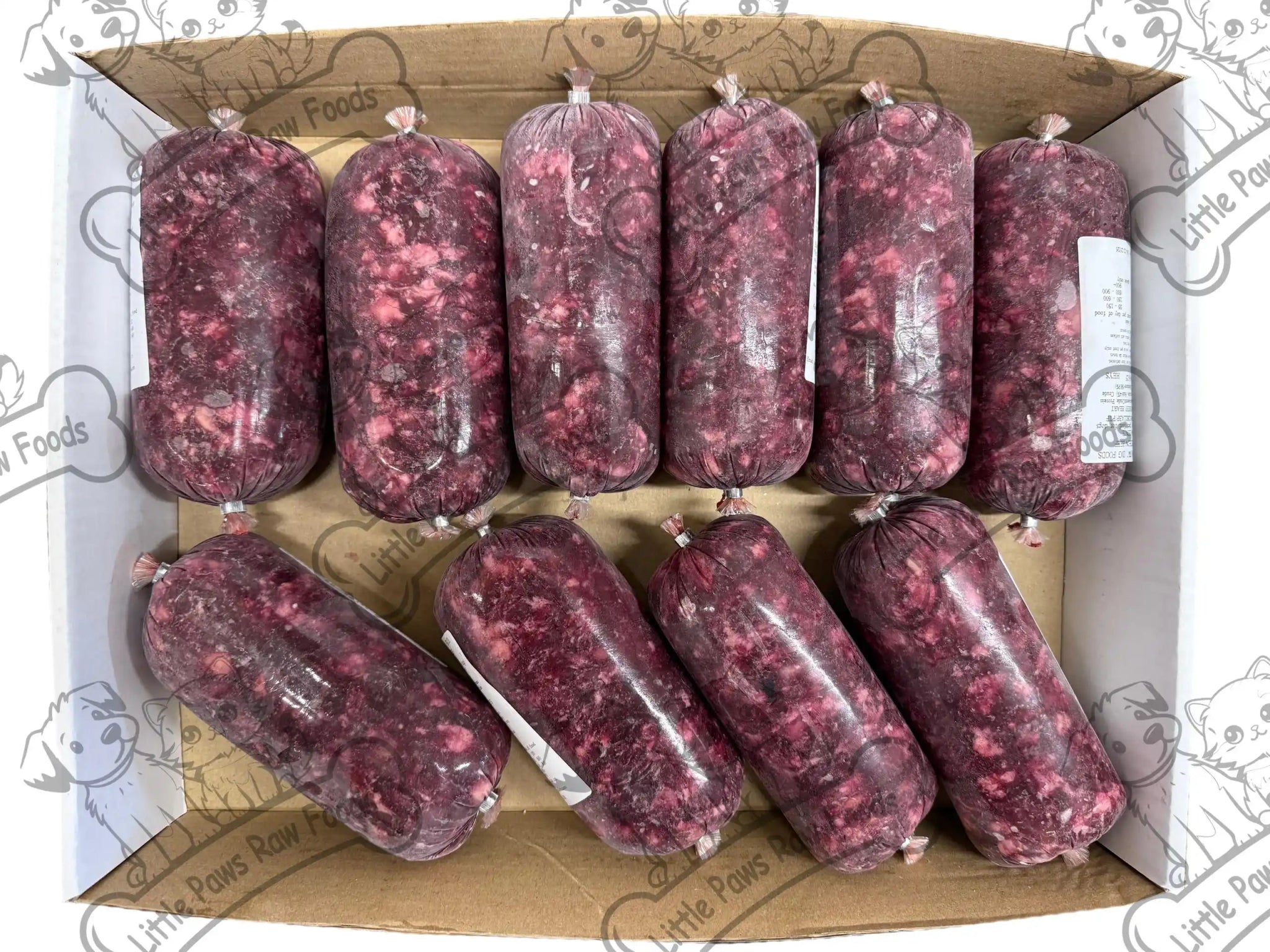 Frozen Beef Hearts for Dogs 20 x 500g Chubs 10kg Box - Little Paws Raw Foods
