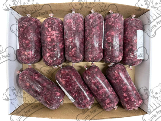 Frozen Beef Hearts for Dogs 20 x 500g Chubs 10kg Box - Little Paws Raw Foods
