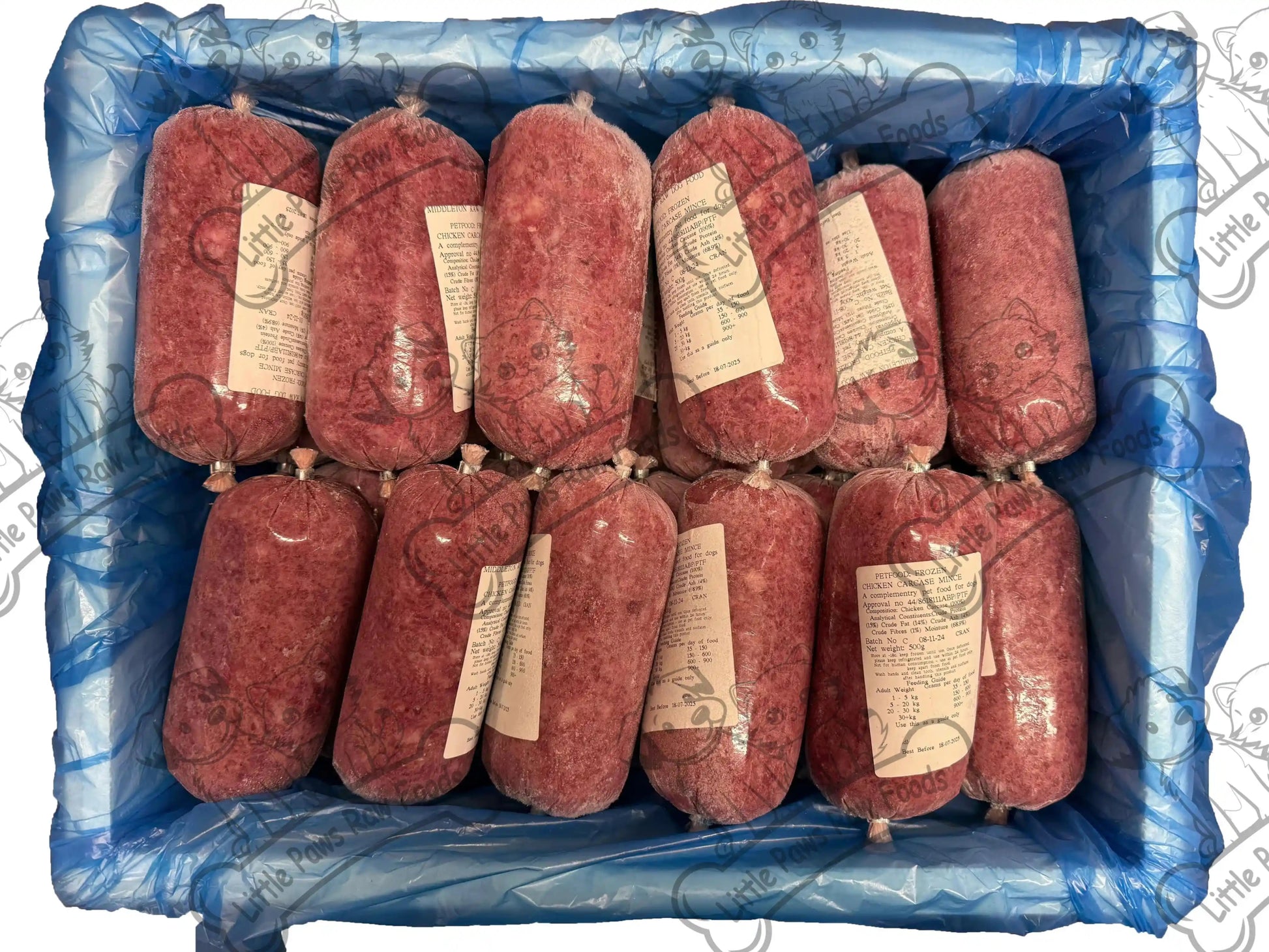 Frozen Mixed Mince Dog Food 500g Chubs 21kg Box - Little Paws Raw Foods