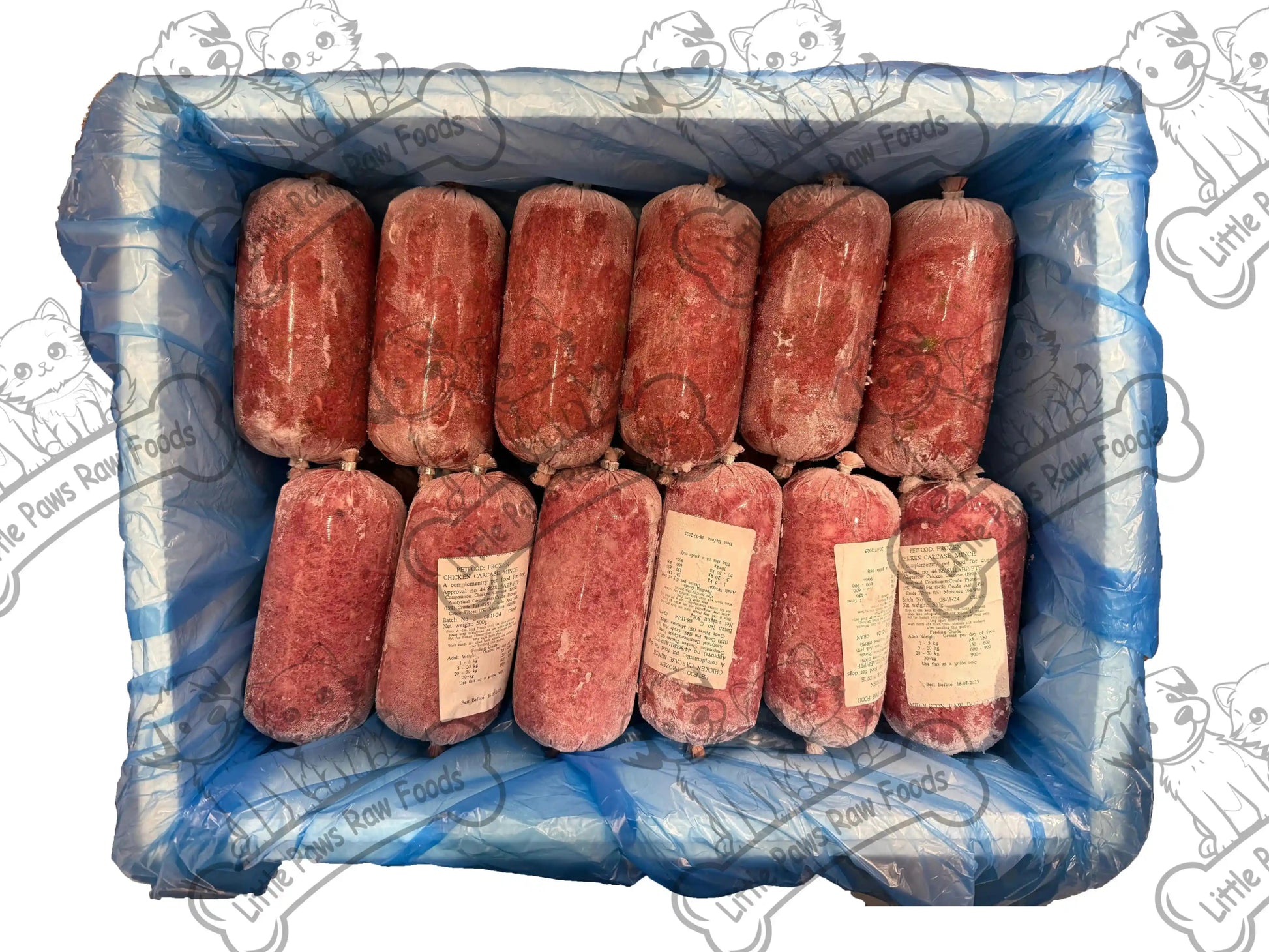 Frozen Variety Box Dog Food 500g Chubs 12kg Box - Little Paws Raw Foods