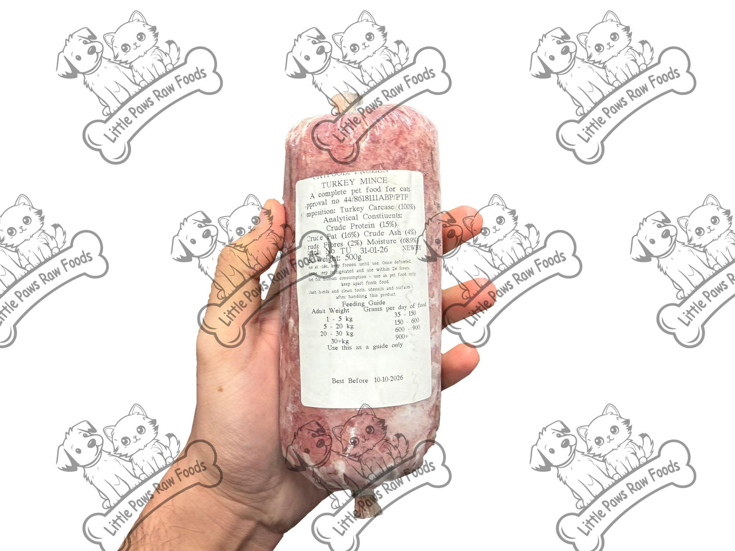 Turkey Mince 28 x 500g chubs 14kg box - Little Paws Raw Foods