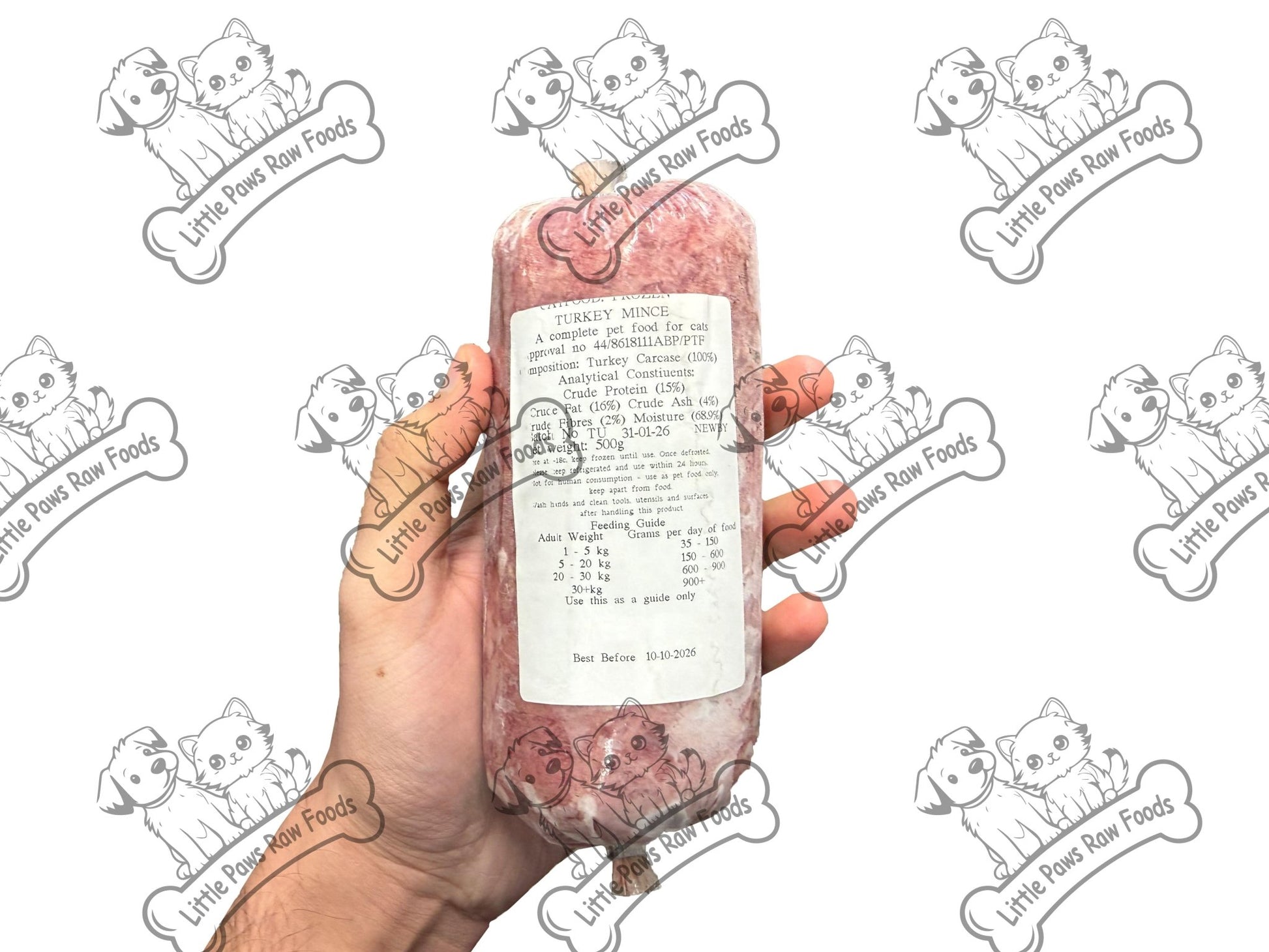Turkey Mince 28 x 500g chubs 14kg box - Little Paws Raw Foods
