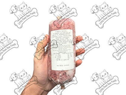 Turkey Mince 28 x 500g chubs 14kg box - Little Paws Raw Foods